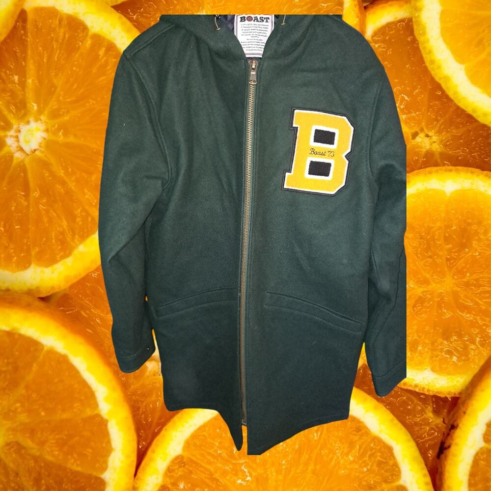 Vintage Boast Wool Lined Full‎ Zip Long Varsity Jacket Size
